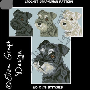 Miniature Schnauzer Puppy CROSS STITCH Pattern, CROCHET Graphghan Blanket Pattern