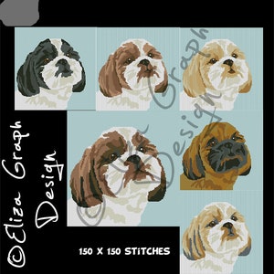 Shih Tzu KRUISSTEEKpatroon, GEHAAKT Graphghan dekenpatroon