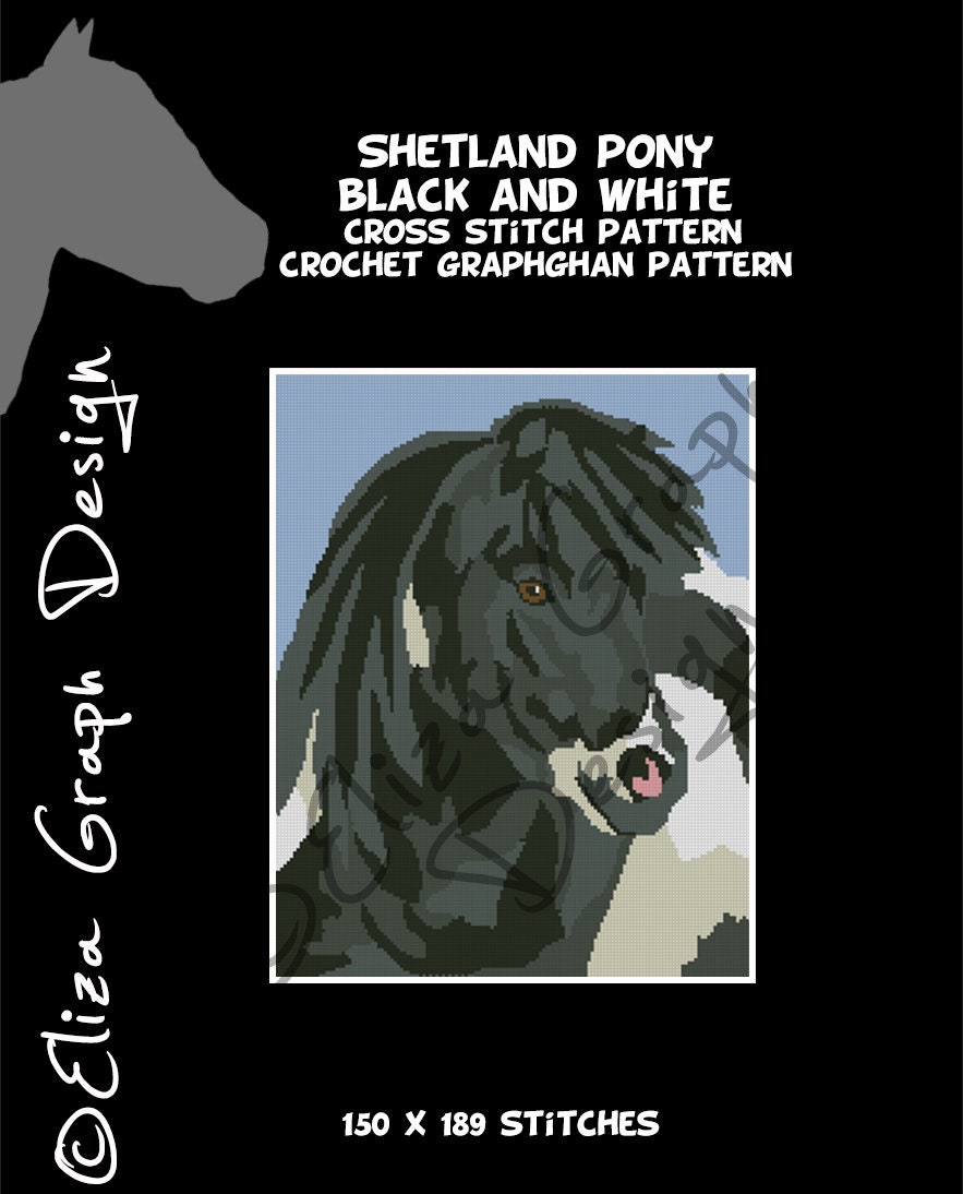 Shetland Pony CROSS STITCH Pattern, CROCHET Graphghan Blanket Pattern ...