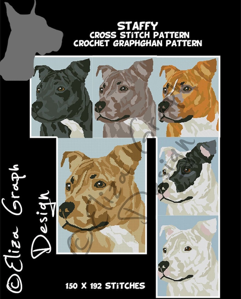 Staffordshire Bull Terrier CROSS STITCH Pattern CROCHET Etsy