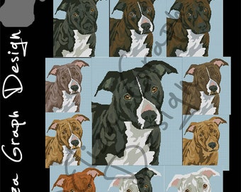 Pitbull Terrier CROSS STITCH Pattern, CROCHET Graphghan Blanket Pattern