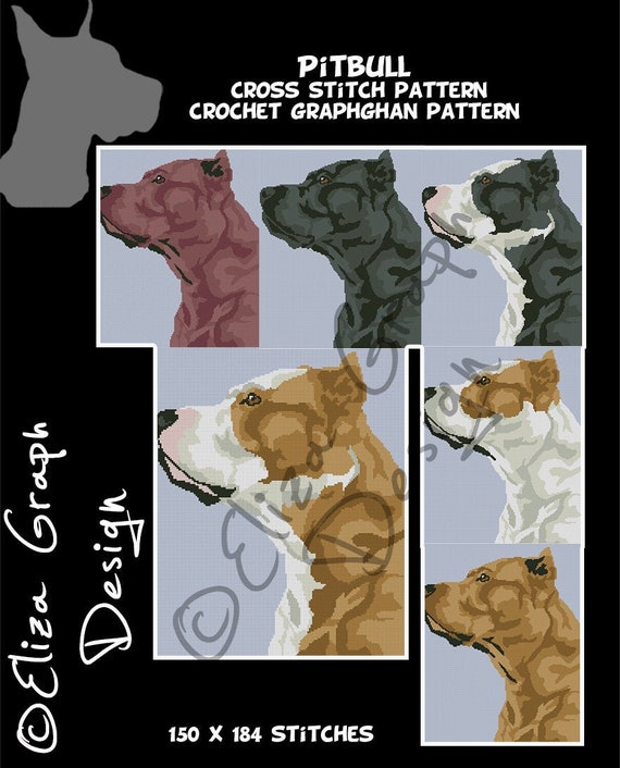 Pitbull Cross Stitch Pattern Crochet Graphghan Blanket Etsy