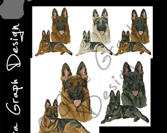 German Shepherd CROSS STITCH Pattern, Dog Counted Montage Cross Stitch Pattern