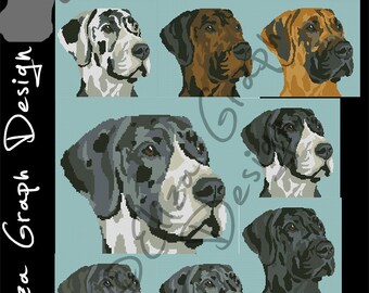 Great Dane CROSS STITCH Pattern, CROCHET Graphghan Blanket Pattern