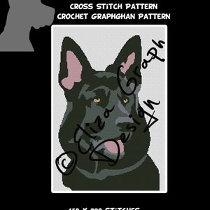 German Shepherd CROSS STITCH Pattern, CROCHET Graphghan Blanket Pattern
