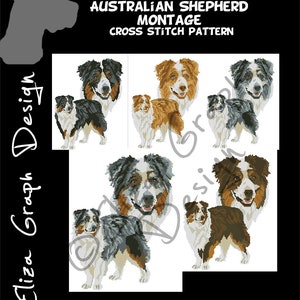 Australischer Schäferhund Kreuzstichmuster, Aussie Hund Kreuzstichmuster