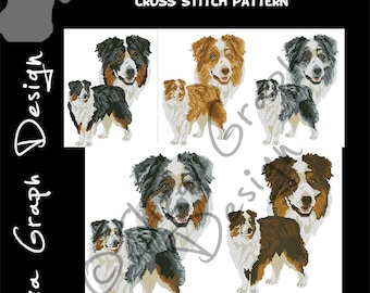 Australian Shepherd CROSS STITCH Pattern, Aussie Dog Counted Cross Stitch Pattern