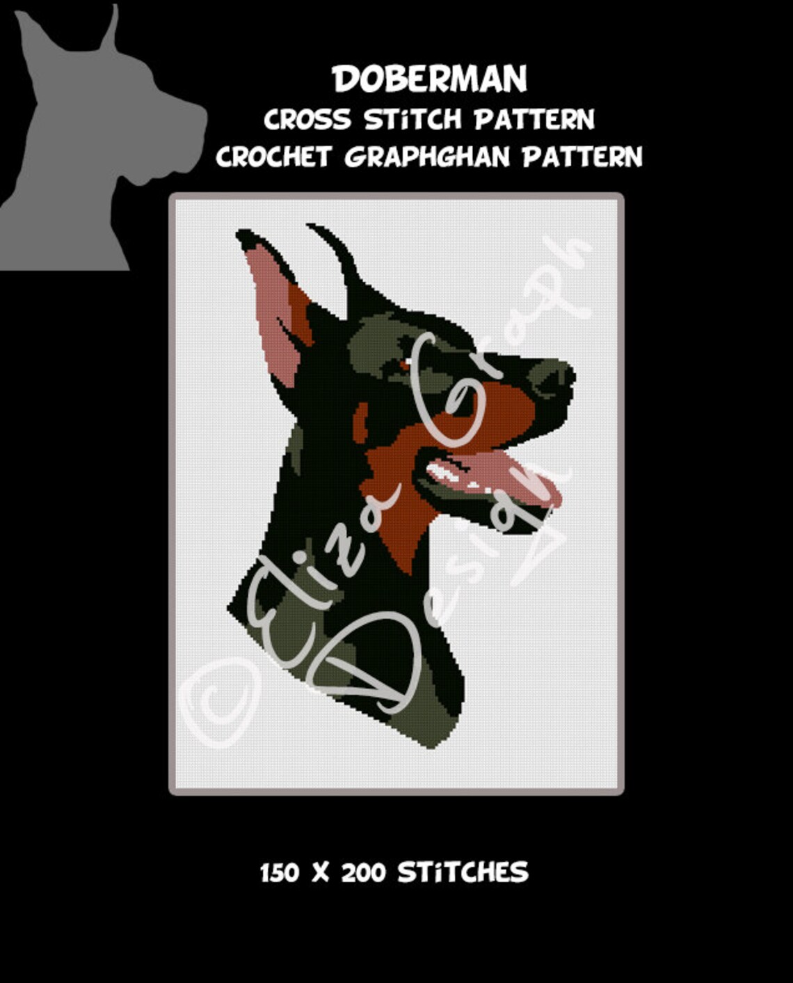 Doberman CROSS STITCH Pattern, CROCHET Graphghan Blanket Pattern - Etsy