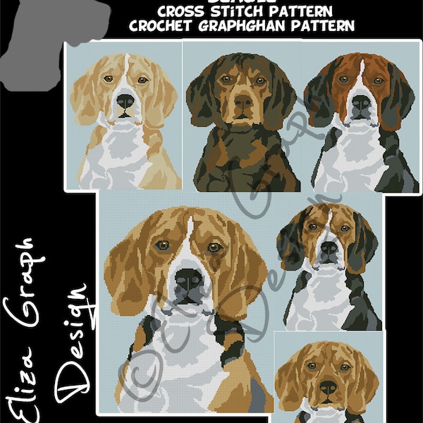 Beagle CROSS STITCH Pattern, CROCHET Graphghan Blanket Pattern