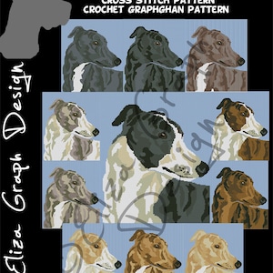 Korsstygnsmönster för greyhound dog, virkade filtmönster