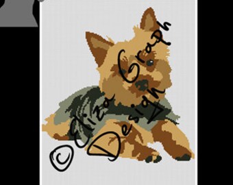 Yorkshire terrier CROSS STITCH Pattern, CROCHET Graphghan Blanket Pattern
