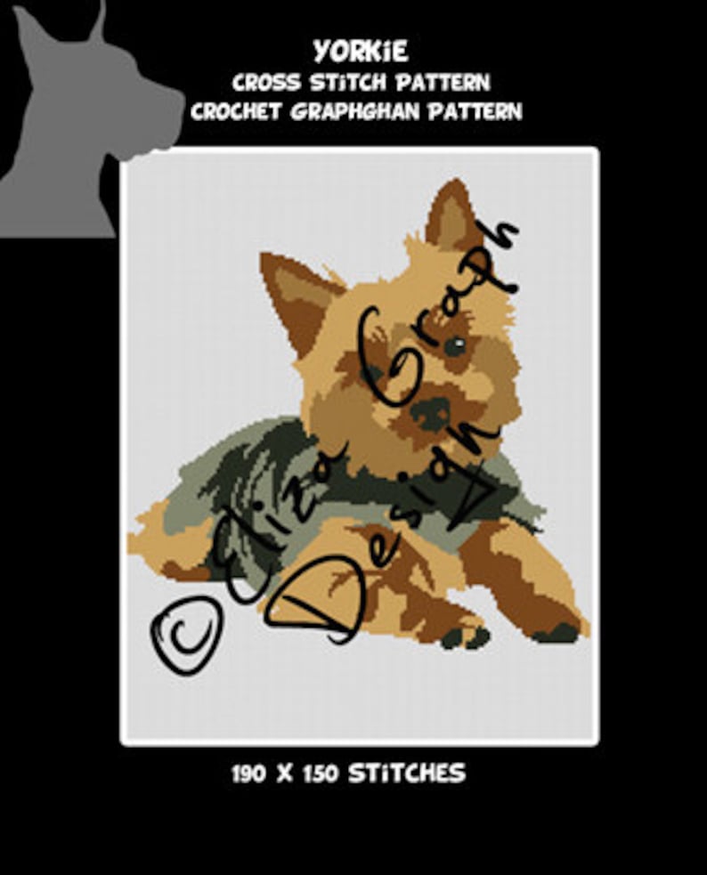 Yorkshire Terrier CROSS STITCH Pattern CROCHET Graphghan Etsy