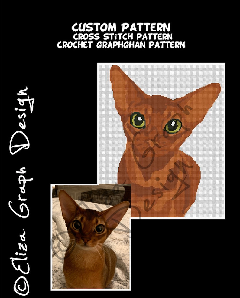 Custom Cat CROSS STITCH Pattern CROCHET Graphghan Blanket Etsy