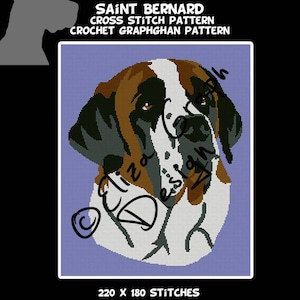 Saint Bernard CROSS STITCH Pattern, CROCHET Graphghan Blanket Pattern