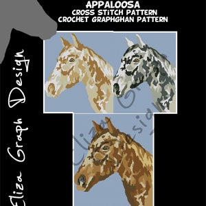 Appaloosa horse CROSS STITCH Pattern, CROCHET Graphghan Blanket Pattern