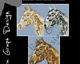 Appaloosa horse CROSS STITCH Pattern, CROCHET Graphghan Blanket Pattern