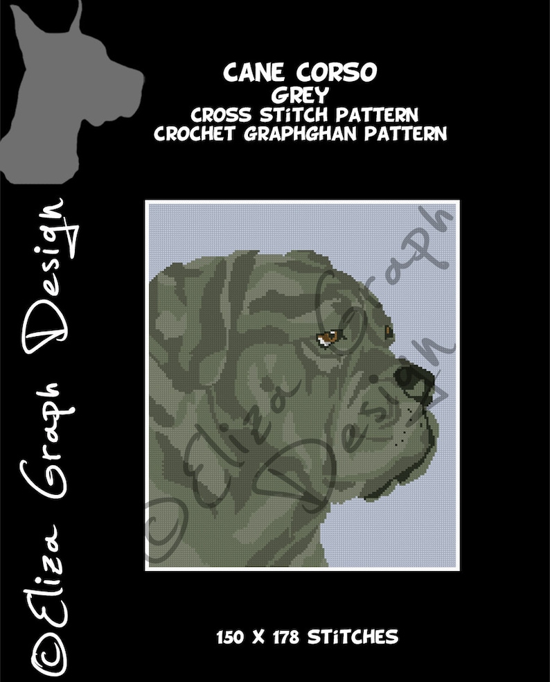 Cane Corso CROSS STITCH Pattern, CROCHET Graphghan Blanket Pattern - Etsy