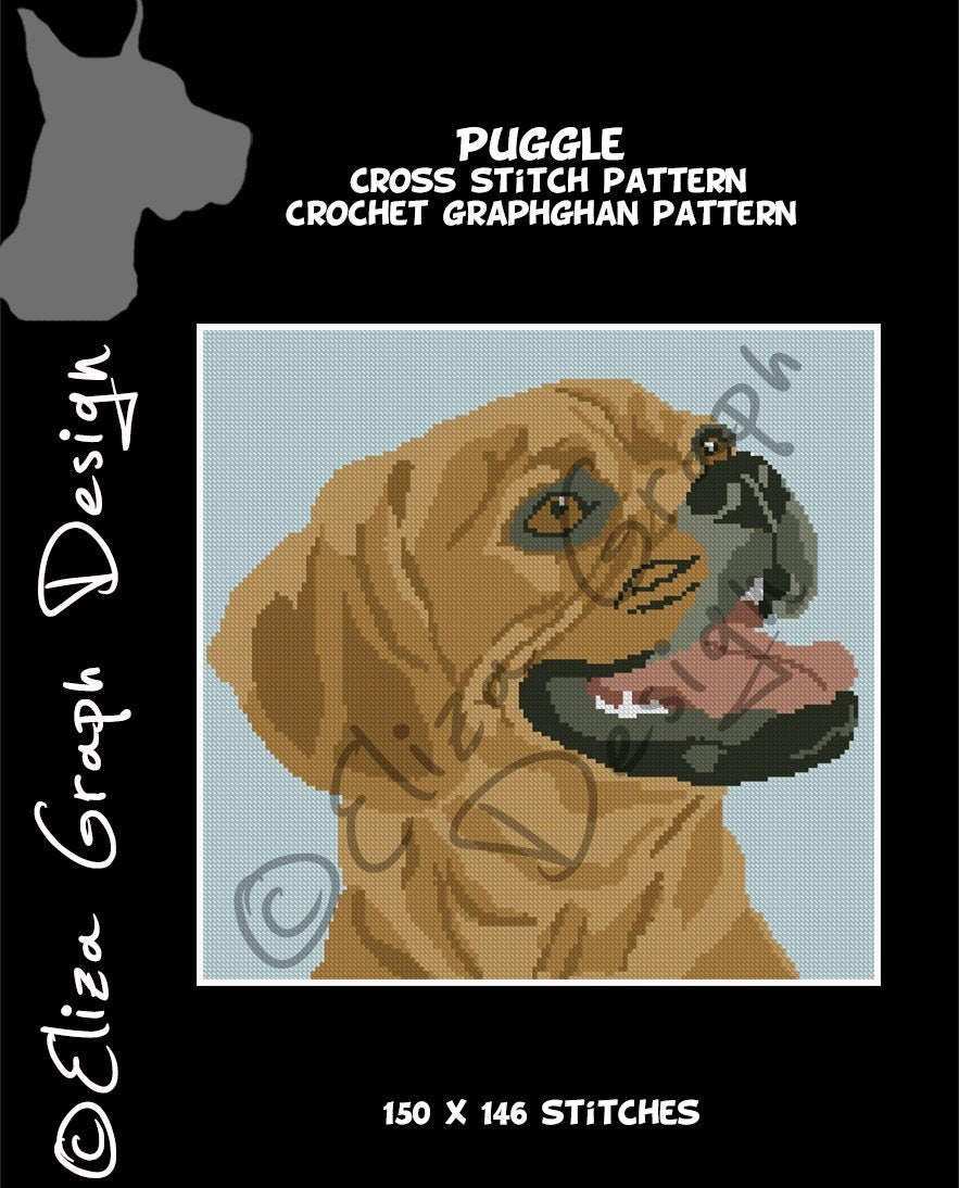 Puggle CROSS STITCH Pattern, CROCHET Graphghan Blanket Pattern - Etsy