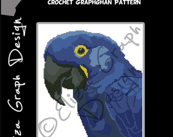Hyacinth Macaw CROSS STITCH Pattern CROCHET Graphghan Blanket Pattern