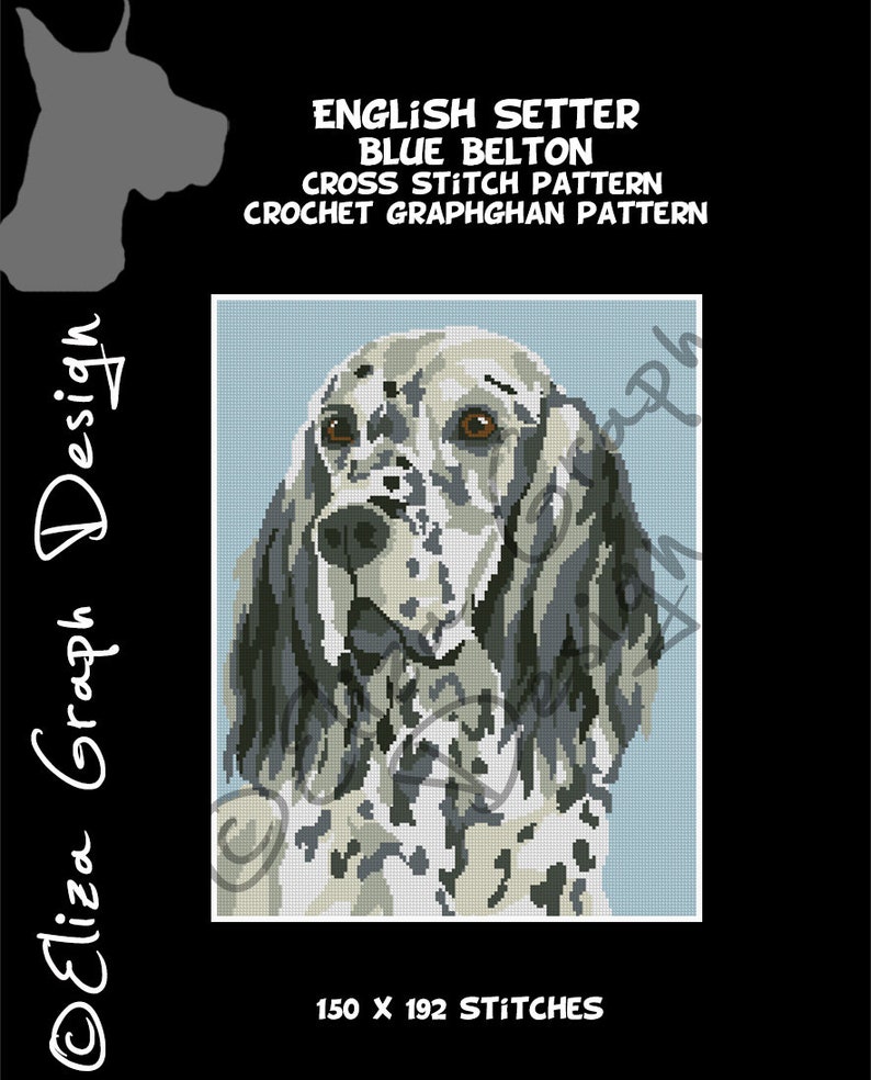 English Setter CROSS STITCH Pattern CROCHET Graphghan Blanket Etsy