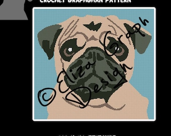 Pug CROSS STITCH Pattern, CROCHET Graphghan Blanket Pattern