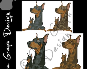 Doberman CROSS STITCH Pattern, Doberman Dog Counted Montage Cross Stitch Pattern