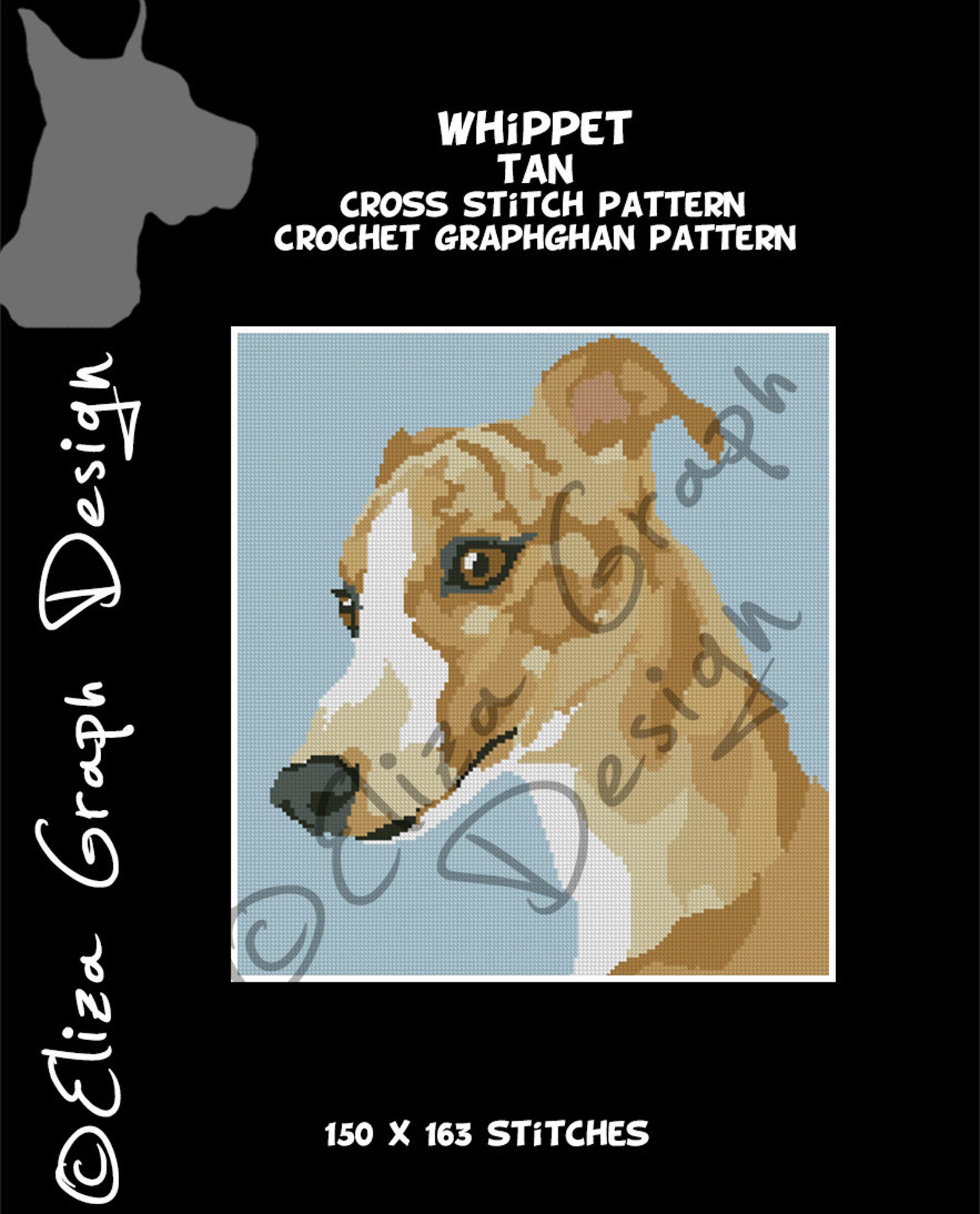 Whippet Pattern Whippet CROSS STITCH Pattern, CROCHET Graphghan Blanket Pattern - Etsy