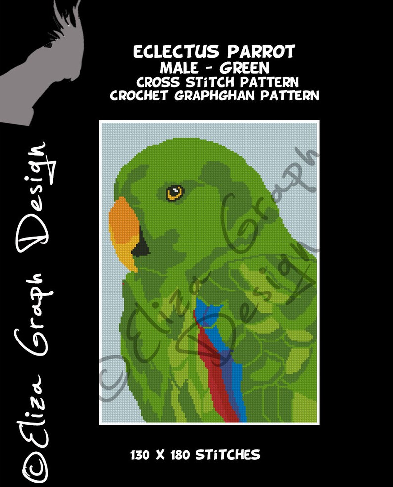 Eclectus Parrot CROSS STITCH Pattern CROCHET Graphghan Etsy