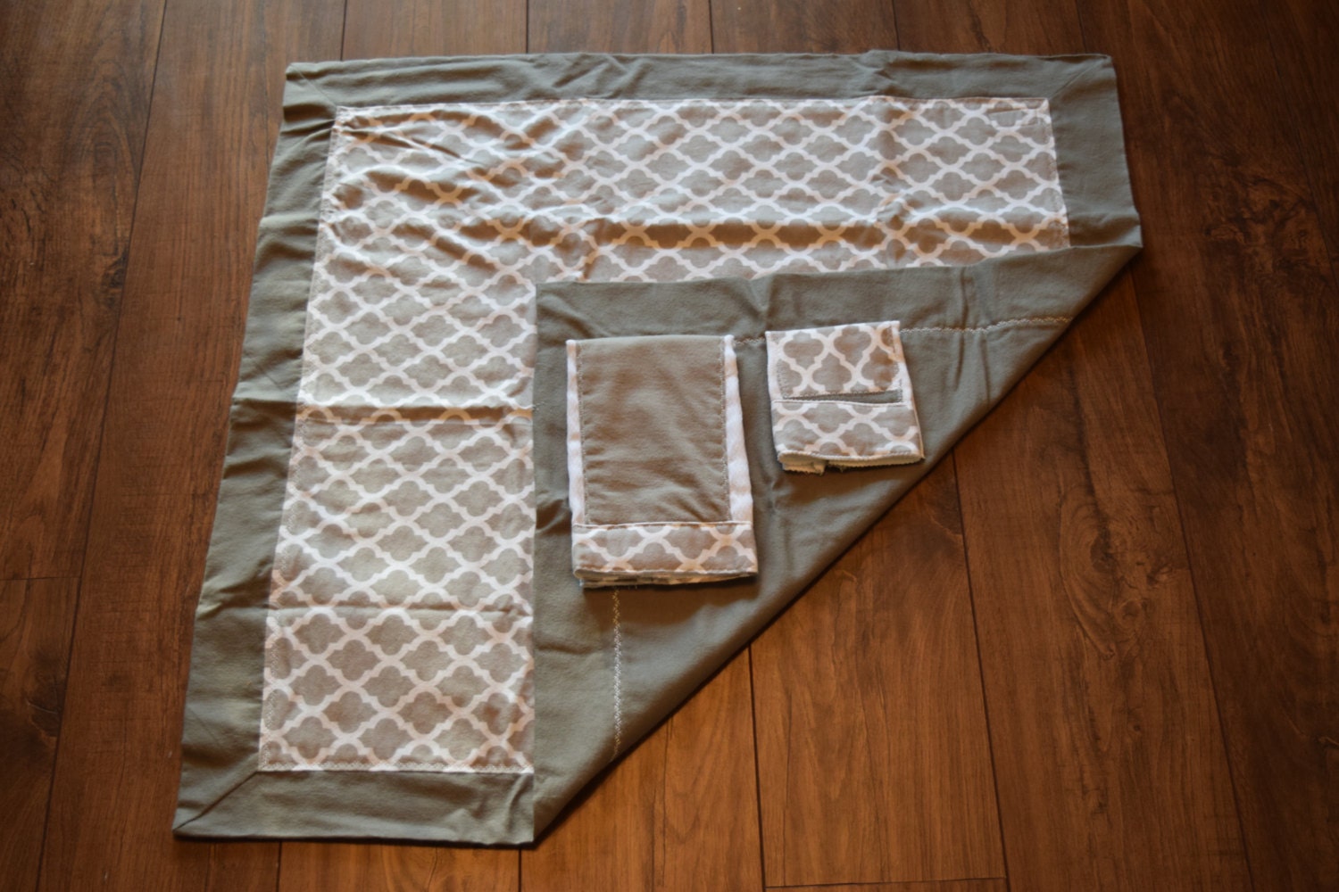 Flannel Baby Blanket Gift Set Gray and White Lattice Flannel Etsy