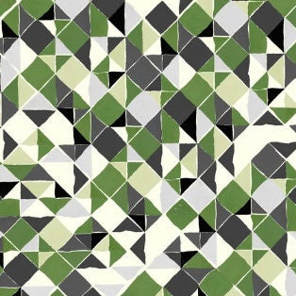 Mosaic in Green 100% cotton fabric from the Geometric collection, InPrint by Jane Makower 8944 G40 dressmaking crafts patchwork quilting