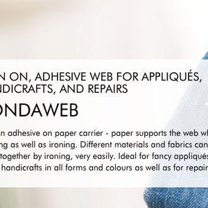 Bondaweb - Iron on, double-sided adhesive fabric for free-motion and appliqués, handicrafts and repairs Vliesofix