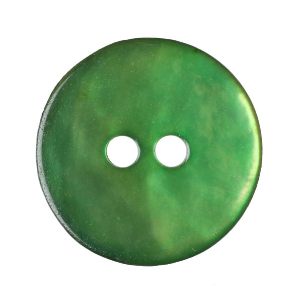 Natural Shell Button in Emerald Green round 12mm 15mm 18mm 23mm x5 loose dyed agora mother of pearl two-hole round