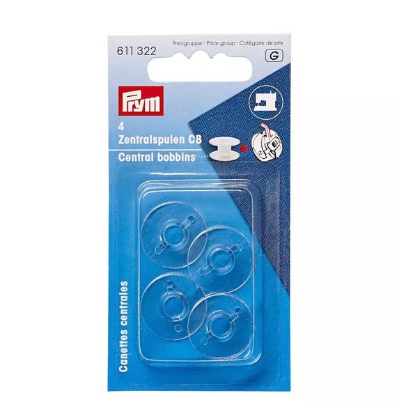 Sewing Machine Plastic Bobbins Prym 611322 CB Shuttle Size 20.5mm X 11.7mm  4-pack Central Bobbin 