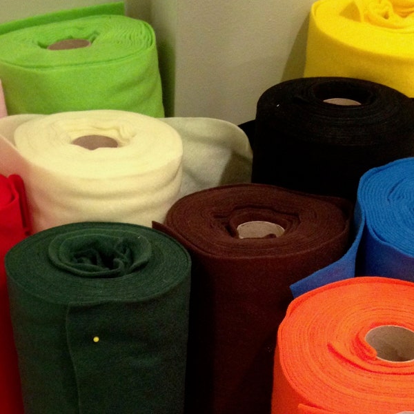Acrylic Felt for crafting, 90cm wide roll, bright green, lilac, orange, blue, holly green, brown, red, cream, yellow, black, pink