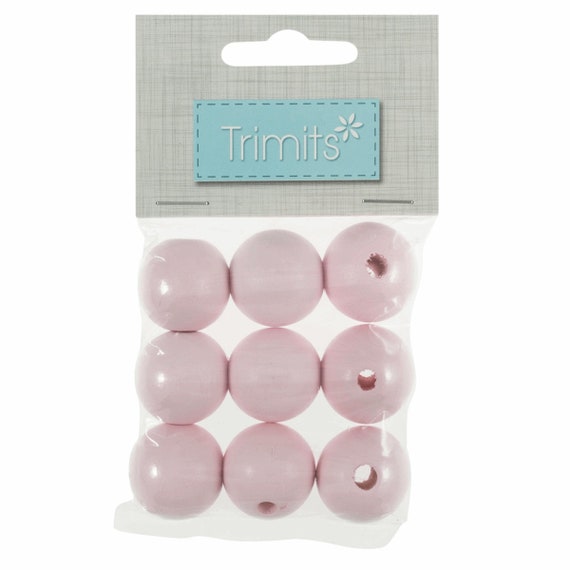 Trimits 25mm Wooden Craft Beads for Macramé - Pink Trimits 25mm Wooden Craft Beads for Macramé - Pink