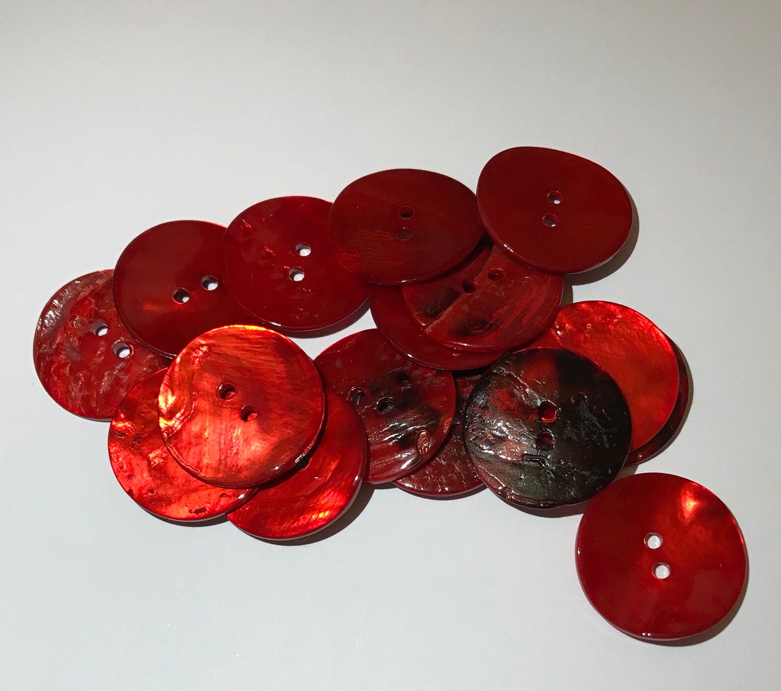 Natural Shell Button X5 in Vivid Oranges & Reds 23mm 18mm - Etsy