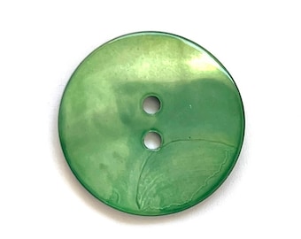 Natural Shell Button x5 in Greens Yellows 23mm loose mother of pearl dyed agoya two-hole round Emerald A1443 Chartreuse A1437