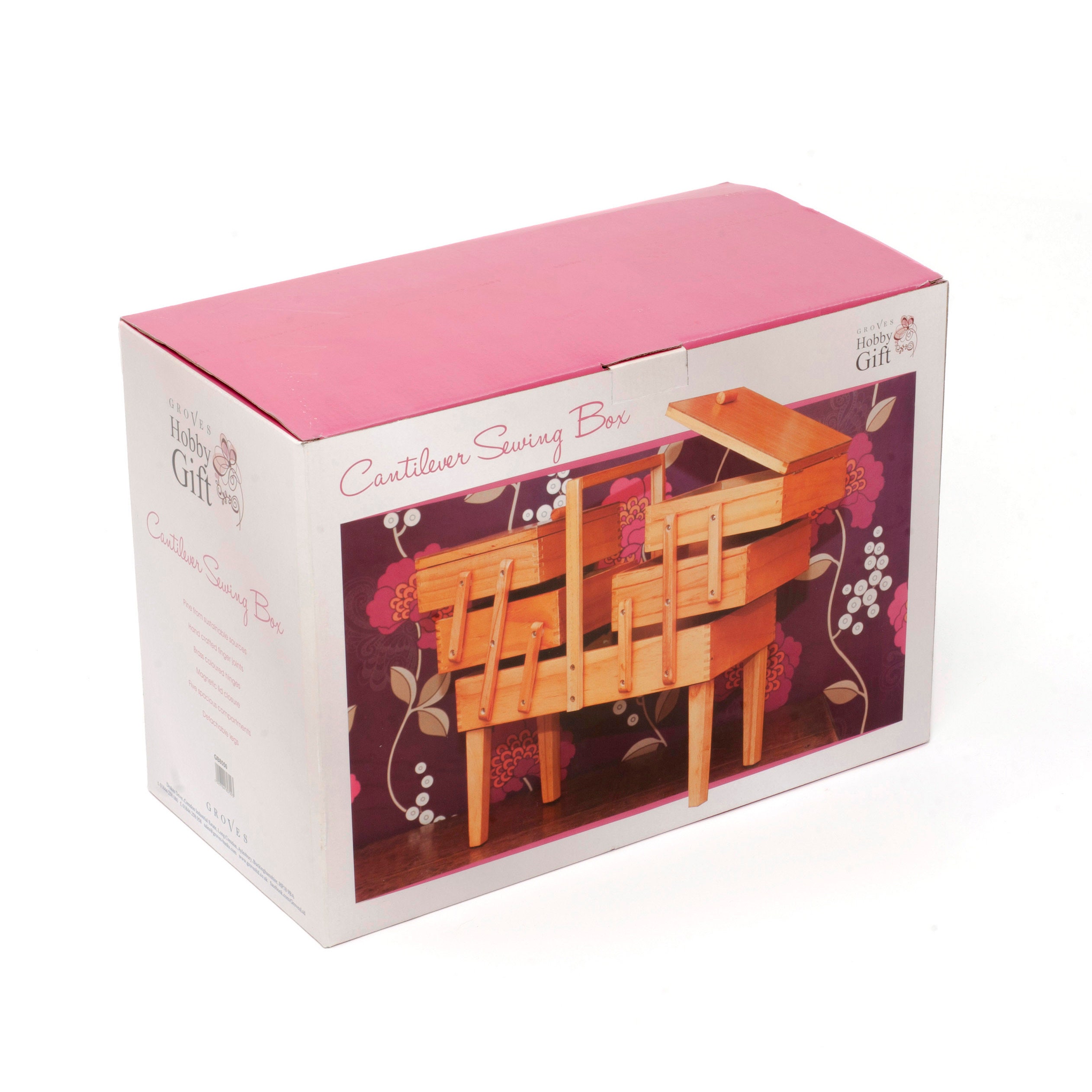 Sewing Box Cantilever Wood, 3 Tiers With Legs Beech Sewing Box Cantilever Wood, 3 Tiers With Legs Beech