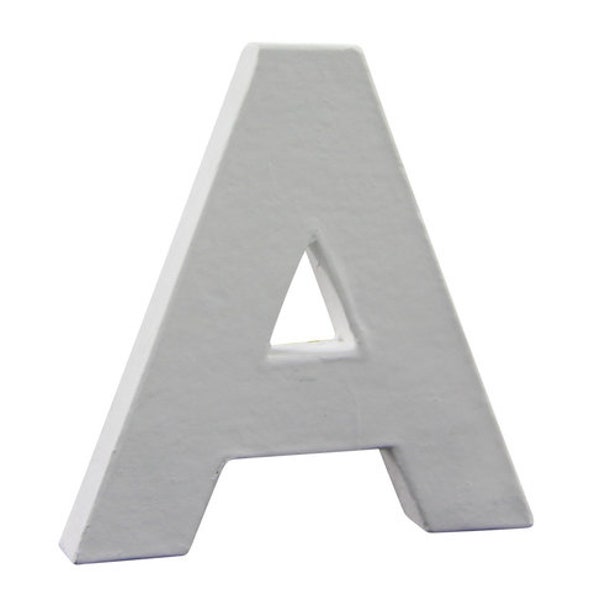 3D White Papier Mache Designs/Paper Shapes 12cm Capital Alphabet Decopatch Little Letters, 1.5cm thick freestanding art to decorate