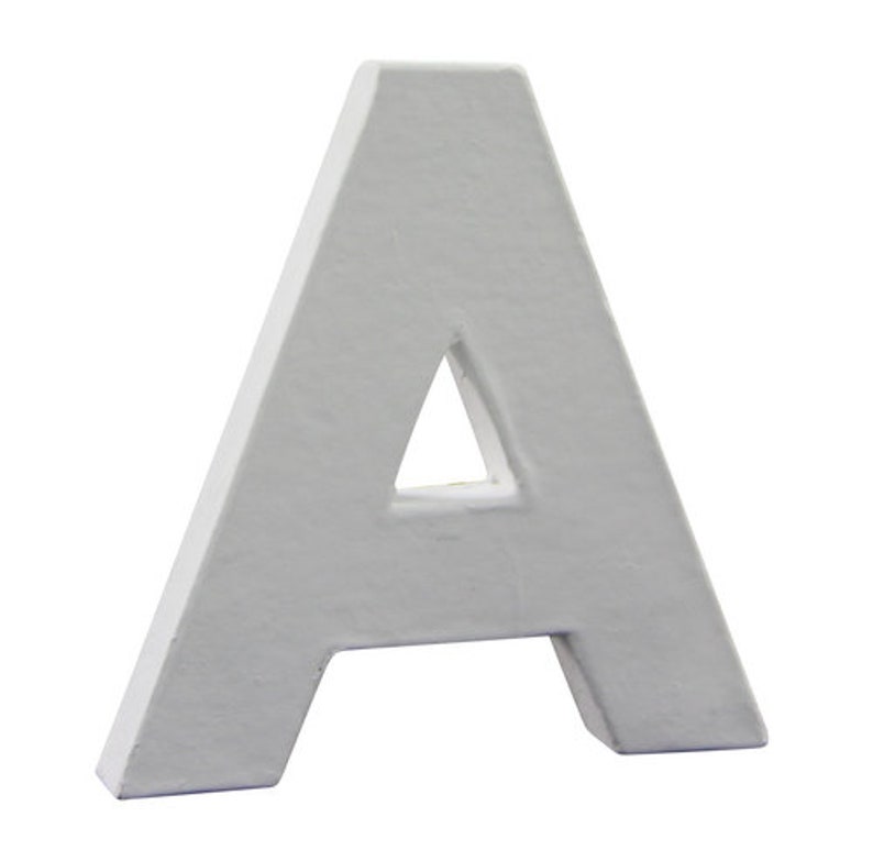 3D White Papier Mache Designs/Paper Shapes 12cm Capital Alphabet Decopatch Little Letters, 1.5cm thick freestanding art to decorate image 1