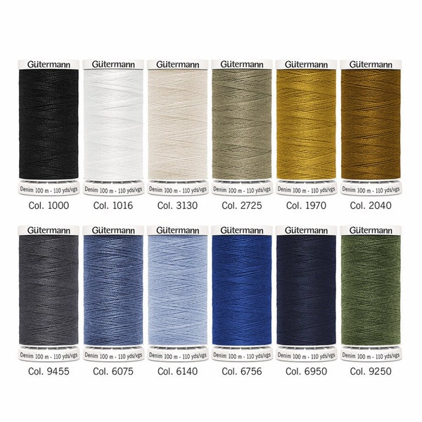 Gütermann Professional Jeans Fil pour denim, polyester décoratif, coton, création 700160 100 m