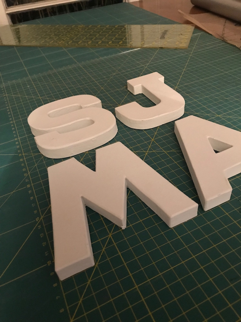 3D White Papier Mache Designs/Paper Shapes 12cm Capital Alphabet Decopatch Little Letters, 1.5cm thick freestanding art to decorate image 3