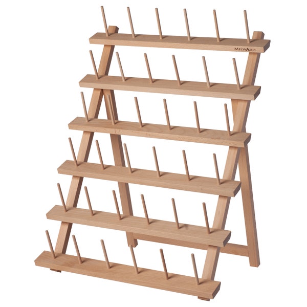 Porte-bobines pour 36 cônes/bobines de surjeteuse, à poser ou à accrocher au mur, bois de hêtre, Milward 2511425