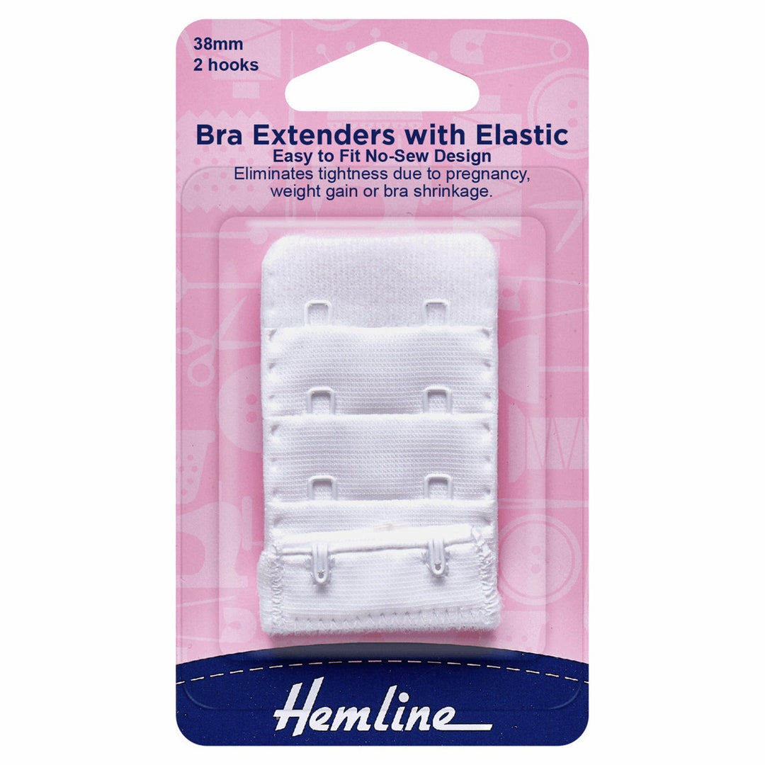 Bra Extender - 2 Hook (35mm) - BLACK - Bra Extension Strap - 1 x 2 Hook  Black