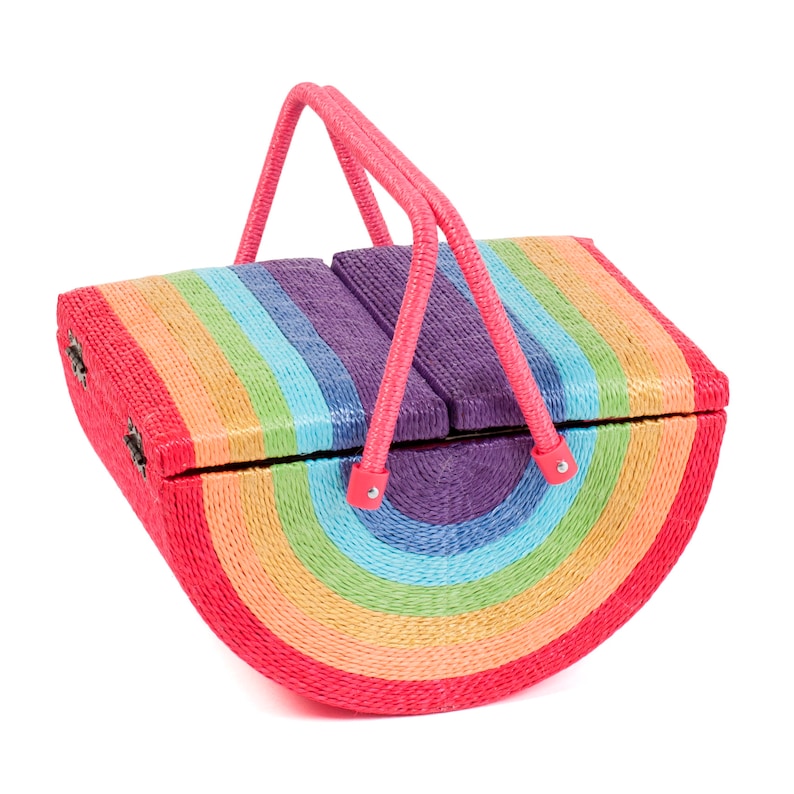 HobbyGift Regenbogen Wicker Nähkasten Twin Deckel Handwerk Nähkorb Bild 2