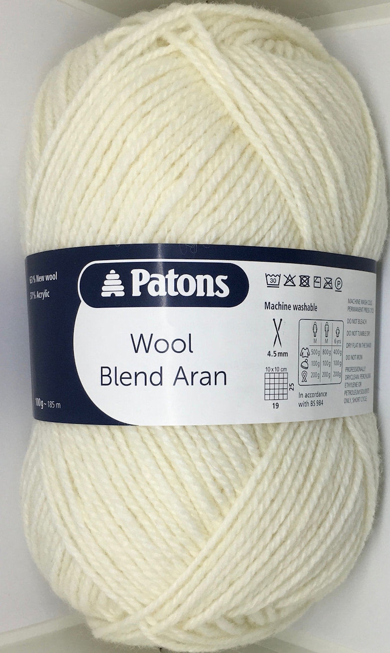Patons Wool Blend Aran / 10ply 100g wool Acrylic blend Yarn Etsy