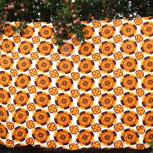 Mod Orange Geometic Curtain Panel | Large Wide Unlined Drape | Retro Drapery Fabric | 172&quot; W x 93&quot; L