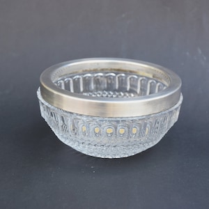 Crystal Rose Bowl Silver Rim | Cut Glass Dish | made in West Germany