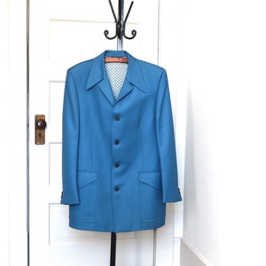 Chaqueta de ocio Western de Shipley, con canesú, 4 botones, cuello en punta, gris azulado, pecho de 45 pulgadas, talla grande 42