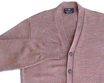 Herren v Neck Strickjacke | Größe L Wollmischung Pullover | Hergestellt in Calgary, Kanada